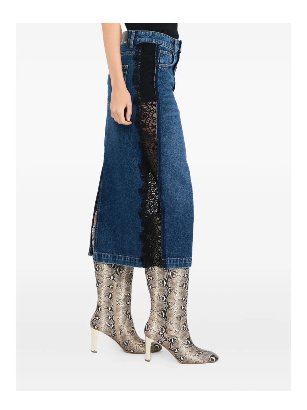Liu Jo Blue LIU JO lace-insert denim skirt size 27